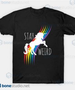 Stay Weird Rainbow Unicorn T-Shirt Black