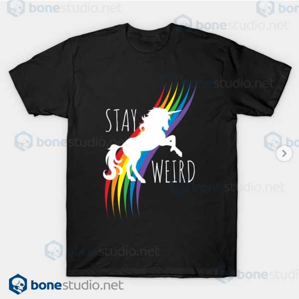 Stay Weird Rainbow Unicorn T-Shirt Black
