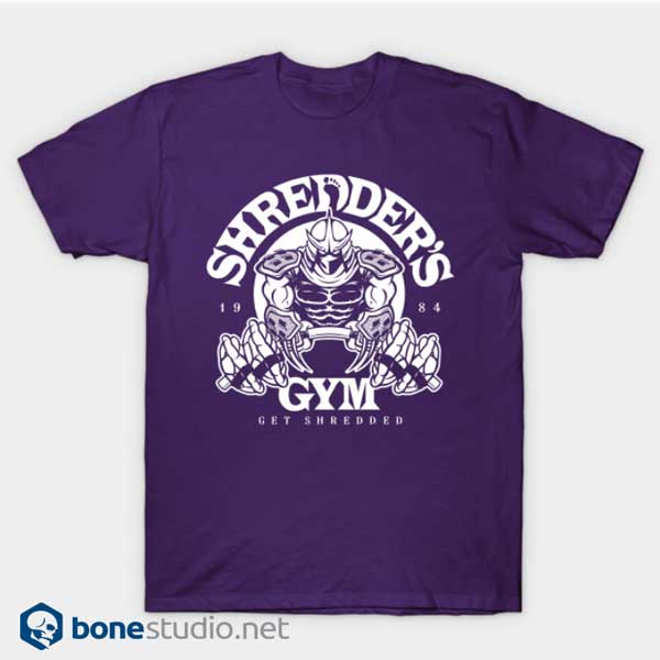 purple shredder's gym shirt