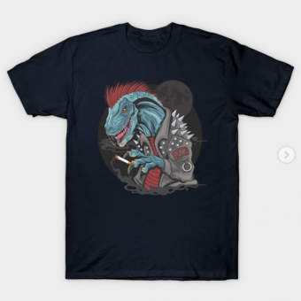 dinosaur punk raptor T-Shirt navy for men