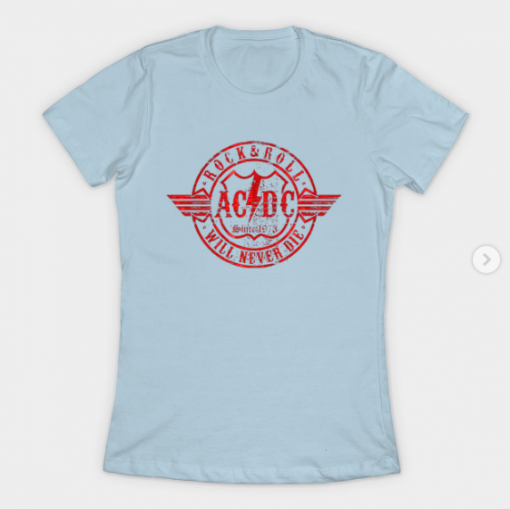 Acdc red circle T-Shirt light blue for women