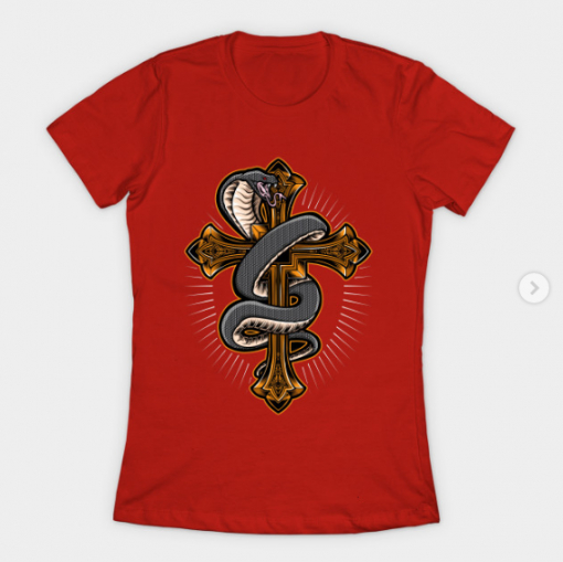 Cross with Snape T-Shirt red for women