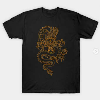 Gold dragon t-shirts black for men