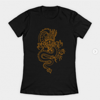 Gold dragon t-shirts black for women