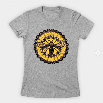 Gothic Moth Dark Black Magic Abstract Mandala Art T-Shirt heather for women