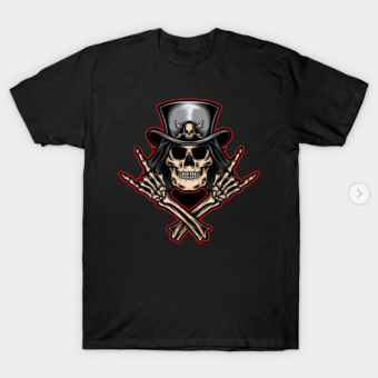 Scull rock and roll T-Shirt black for men