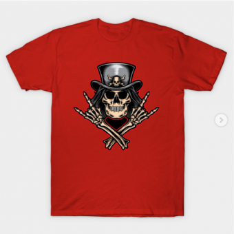 Scull rock and roll T-Shirt red for men