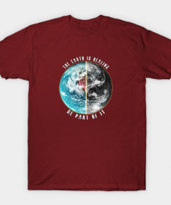 THE EARTH IS HEALING T-Shirt maroon for men