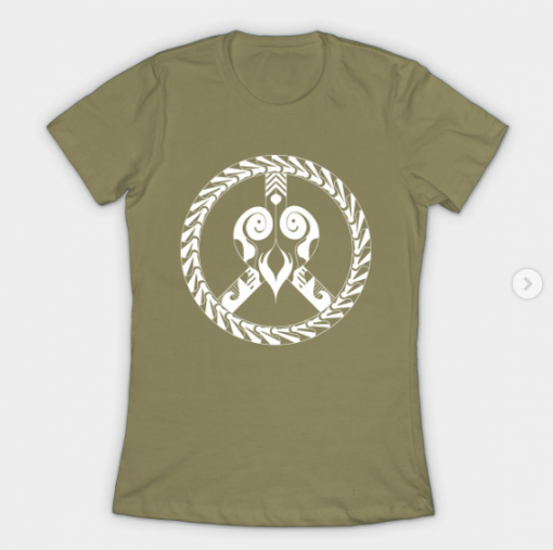 heart and peace symbol T-Shirt light olive for women
