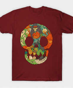 Spooky Skull T-Shirt maroon for men