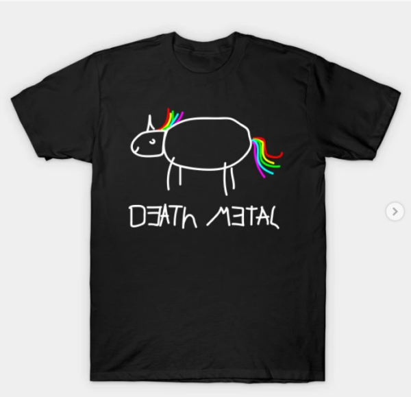 Death Metal rainbow unicorn T-Shirt black for men