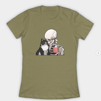 Cats And Coffee T-Shirt light olive for women