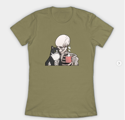 Cats & Coffee T-Shirt light olive for women