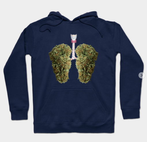 Weed Lungs Hoodie navy for unisex